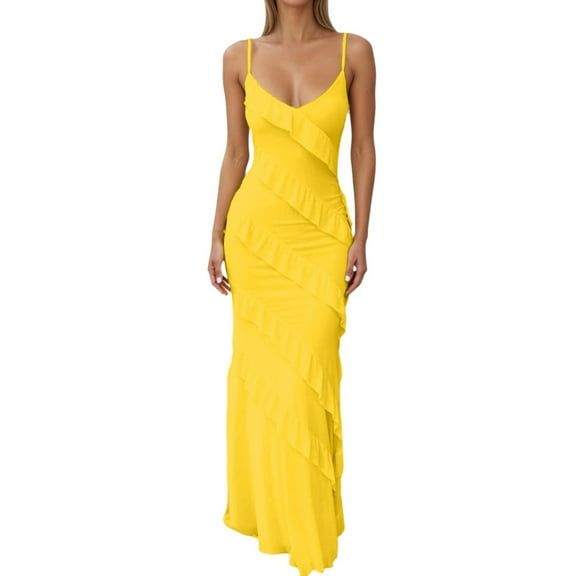 TIANZEN Elegant Sleeveless Party Gown With Slit V Neck Bodycon Maxi Dress For And Evening Events Petite Maxi Dress for Short Women Button Dresses Women Dresses