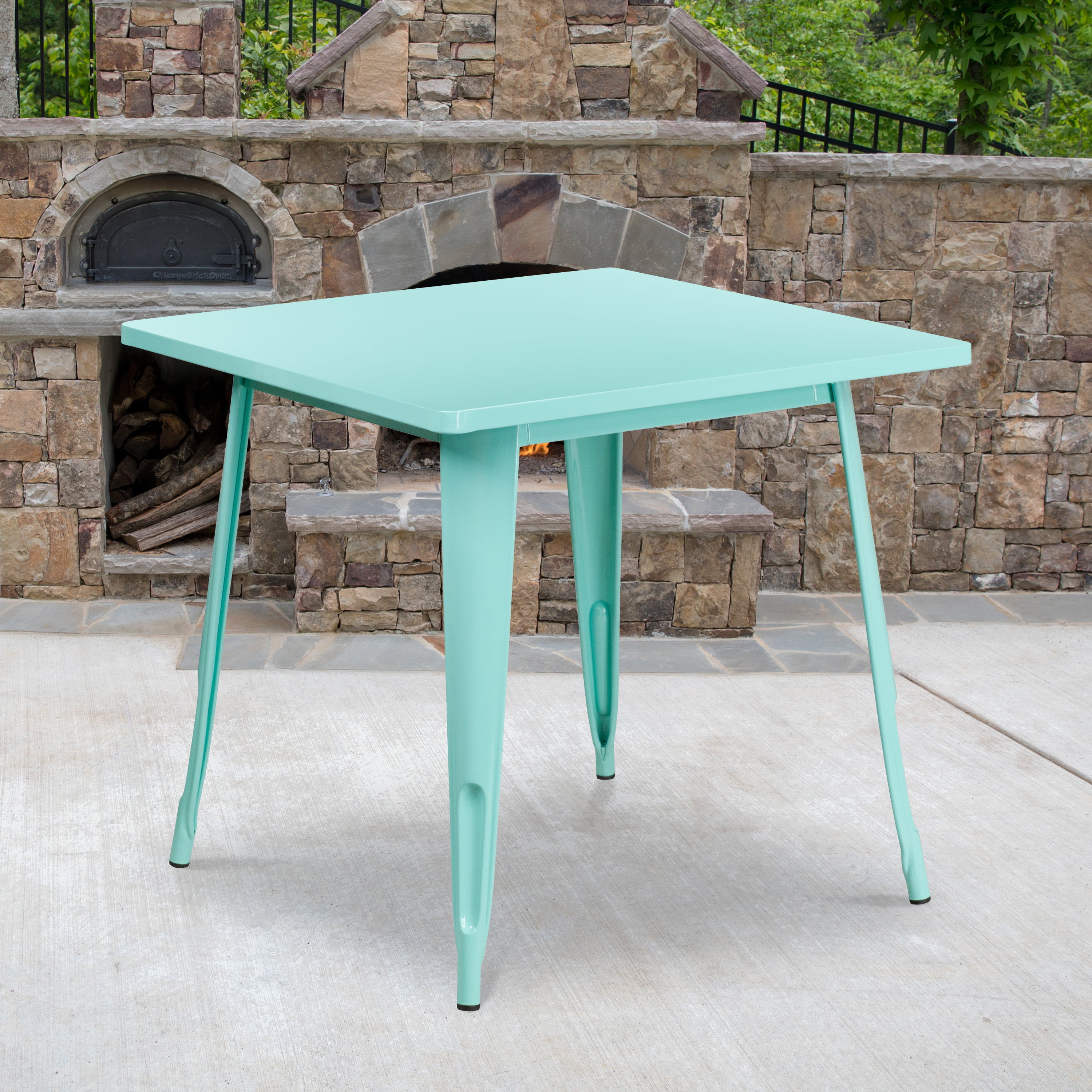 Flash Furniture Commercial Grade 31.5" Square Mint Green Metal Indoor-Outdoor Table - image 2 of 3