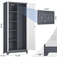 thumbnail image 3 of Metal Storage Cabinet with Lock,72" Garage Storage Cabinets with Hanging Rod & S-Hooks,Large Storage Cabinet with Shelves,Locking Tool Utility Closet for Home,Garage,Utility Room,Grey White, 3 of 9