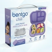 Bentgo Chill Kids Leak-Proof Lunch Box - 4-Compartment Bento Box with Built-In Ice Pack, 3.3 Cup Capacity, PFAS & BPA-Free, Microwave & Dishwasher Safe, Ideal Size for Ages 3 to 7 (Purple)