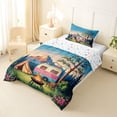 thumbnail image 2 of Catabedysis Rainbow Cute Camping Twin Comforter Sets For Girls,Camper Tent Print Bedding Set,Multicolor,Colorful Stars Reversible,2-Piece,1 Comforter and 1 Pillowcase, 2 of 7