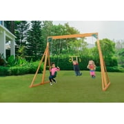 Trailside Cedar Swingset with Belt Swings and Trapeze Bar, All Wood, Hardware, and Assembly Instructions Included