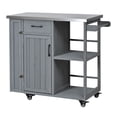 thumbnail image 4 of Harper & Bright Designs Outdoor Kitchen Island with Wheels, Patio Kitchen Cart with Stainless Steel Top, Portable Prep Station with Storage Drawer and Towel and Spice Racks for Garden Backyard, Grey, 4 of 19
