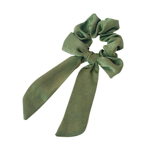 WTXUE scrunchies, Fashion Pure Color Stretch Bowknot Ladies Pearl Crown Hair Ponytail Hair Band, Headbands for Women, Green