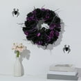 thumbnail image 2 of Halloween Black Crow Floral Wreath with Twigs & Artificial Flowers - Festive Door Hanging Decor for Wall Decorative Holiday Rattan Wreath Door Porch Window Party Hanging Decor, 2 of 6