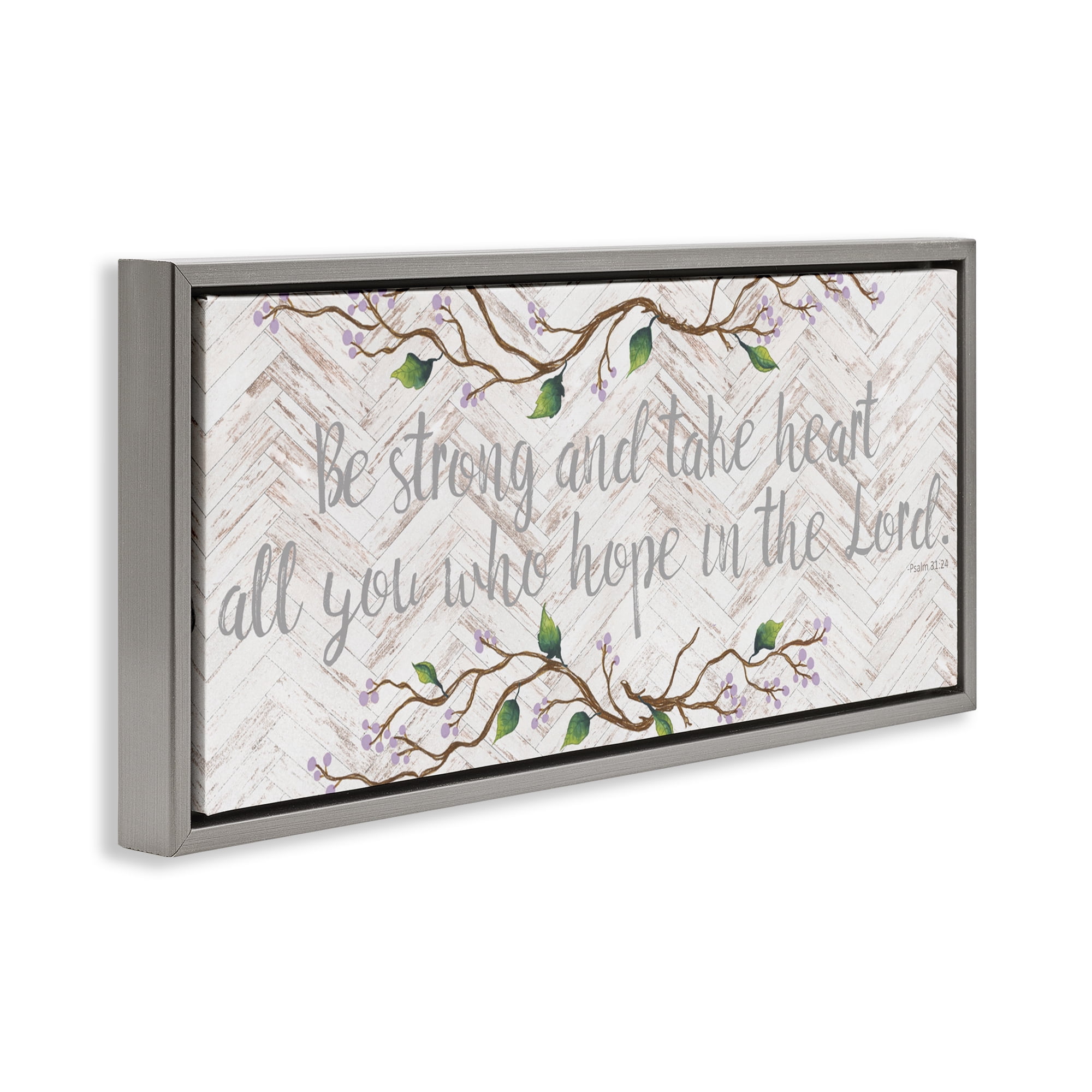 Stupell Industries All You Who Hope Gray Framed Floater Canvas Wall Art, design by Elizabeth Medley