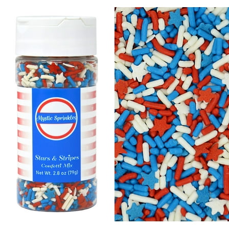 Mystic Sprinkles Stars & Stripes Confetti Mix 2.8 Ounce Bottle