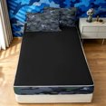 thumbnail image 4 of Manfei Minimalism Camouflage Zipper Queen Comforter Set with Fitted Sheet and 2 Pillowcases, Countryside Camo Zipper Bedding Set, Slate Gray, Black Reversible, 4-Piece, 4 of 7