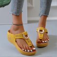 thumbnail image 3 of Outerwear Thong Toe Beach Sandals Solid Color Leather Tie Wedge Sandal for Valentine's Day Christmas Gift, 3 of 5