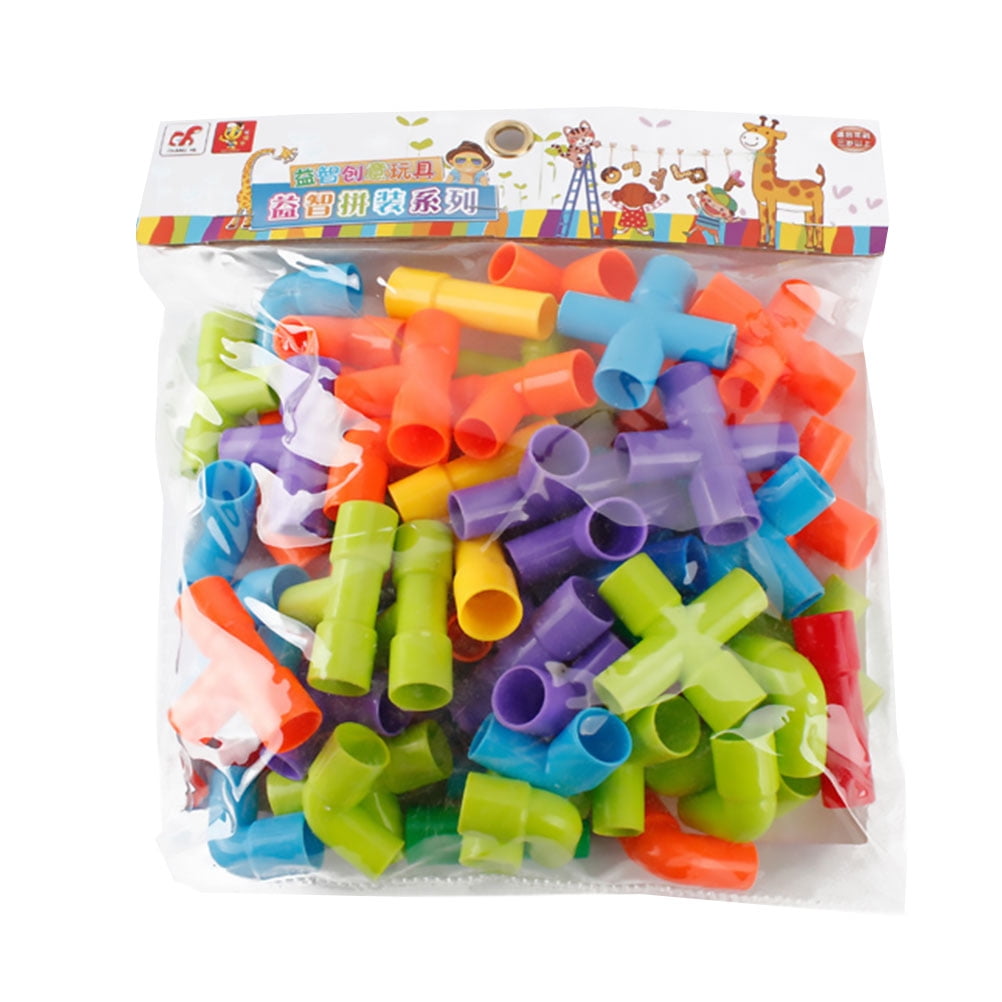 1 Set of Plastic Water Pipe Building Blocks Kids Educational Toy Piece and Insert Blocks Assorted Color
