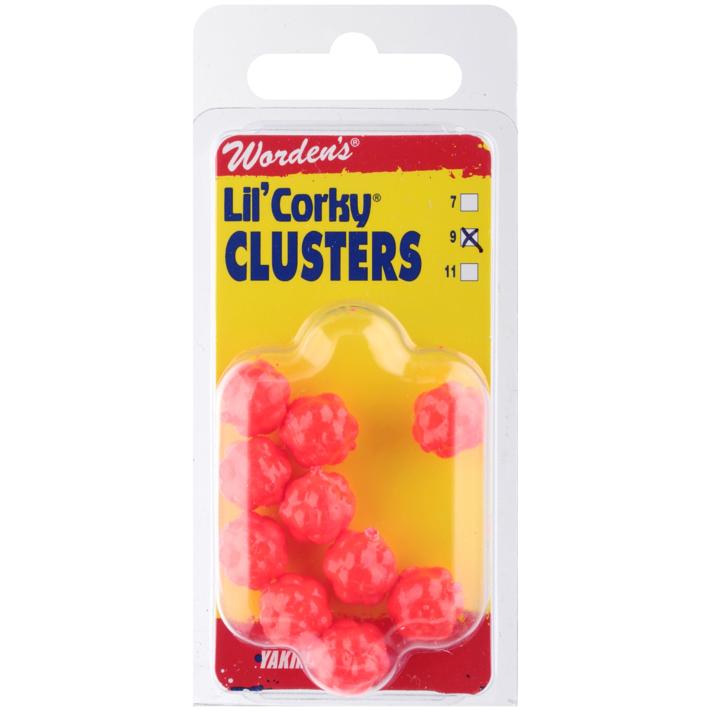 V.I.P Worden's® Lil' Corky® Clusters Size 9 Rocket Red Fishing Bait 10 ct. Carded Pack