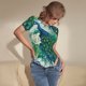 thumbnail image 3 of Balery Peacock And Flowers Body de cuello redondo de manga corta para mujer Tops de manga corta Tops básicos-Small, 3 of 7