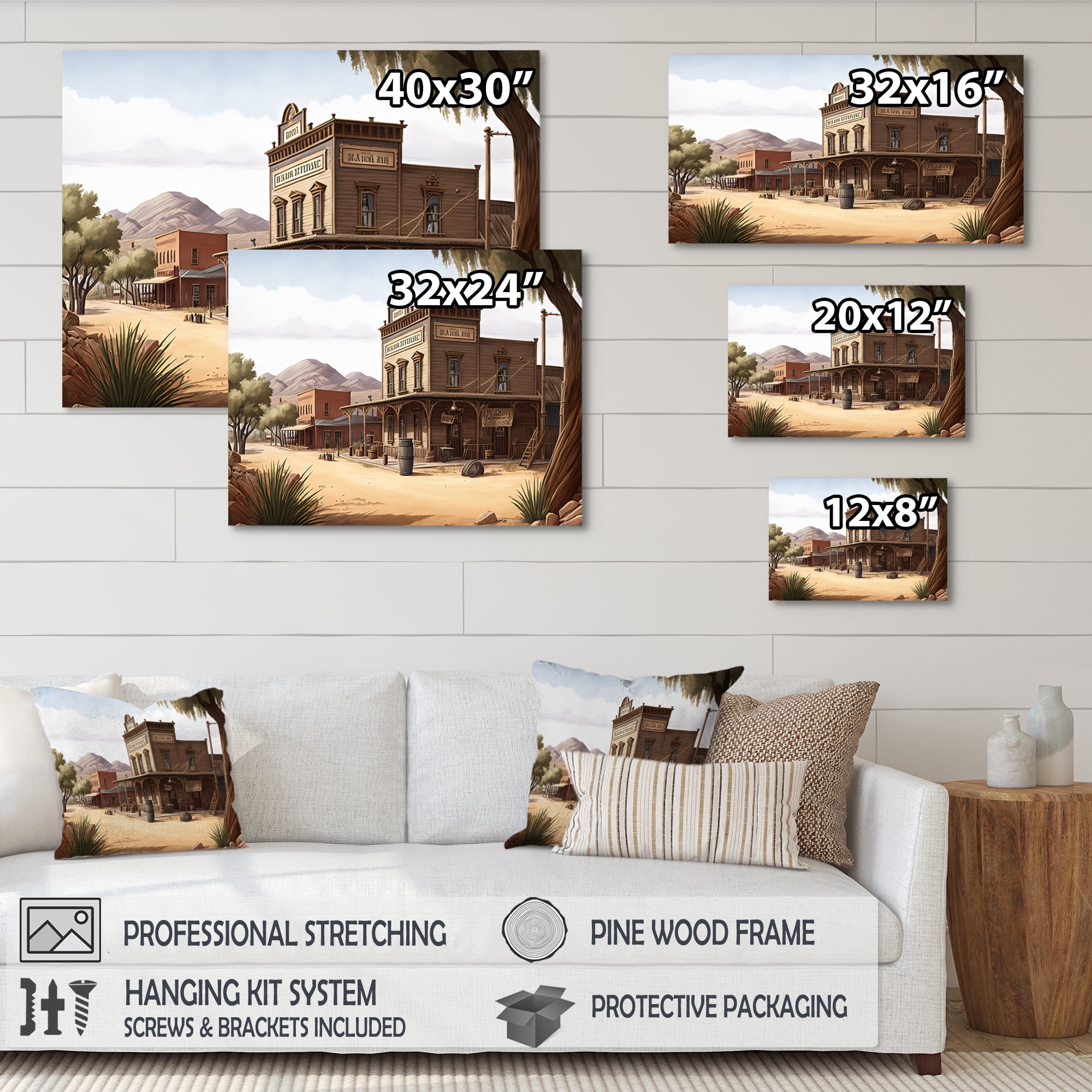 Designart Small Town In Arizona V Canvas Wall Art