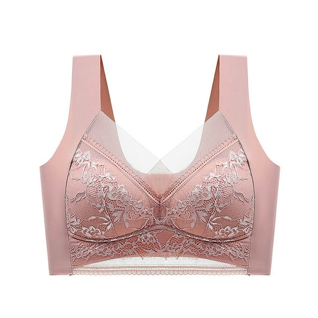 Timegard 2pc Lace Bras for Women Plus Size Full Coverage Mesh High Support Breathable Comfort Seamless Bra