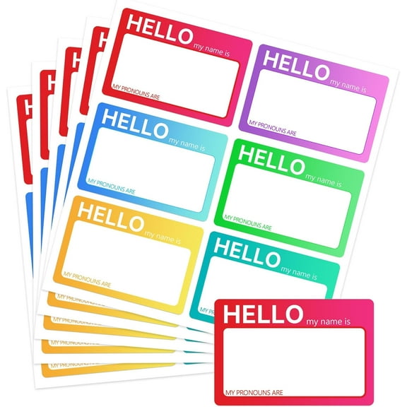 2X3 inch Hello My Name is Stickers Trendy Name Tag Labels Baby Newborn Name Announcement Sticker 180pcs