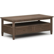 Trent Home Wood 48" Rectangle Transitional Coffee Table in Farmhouse Brown