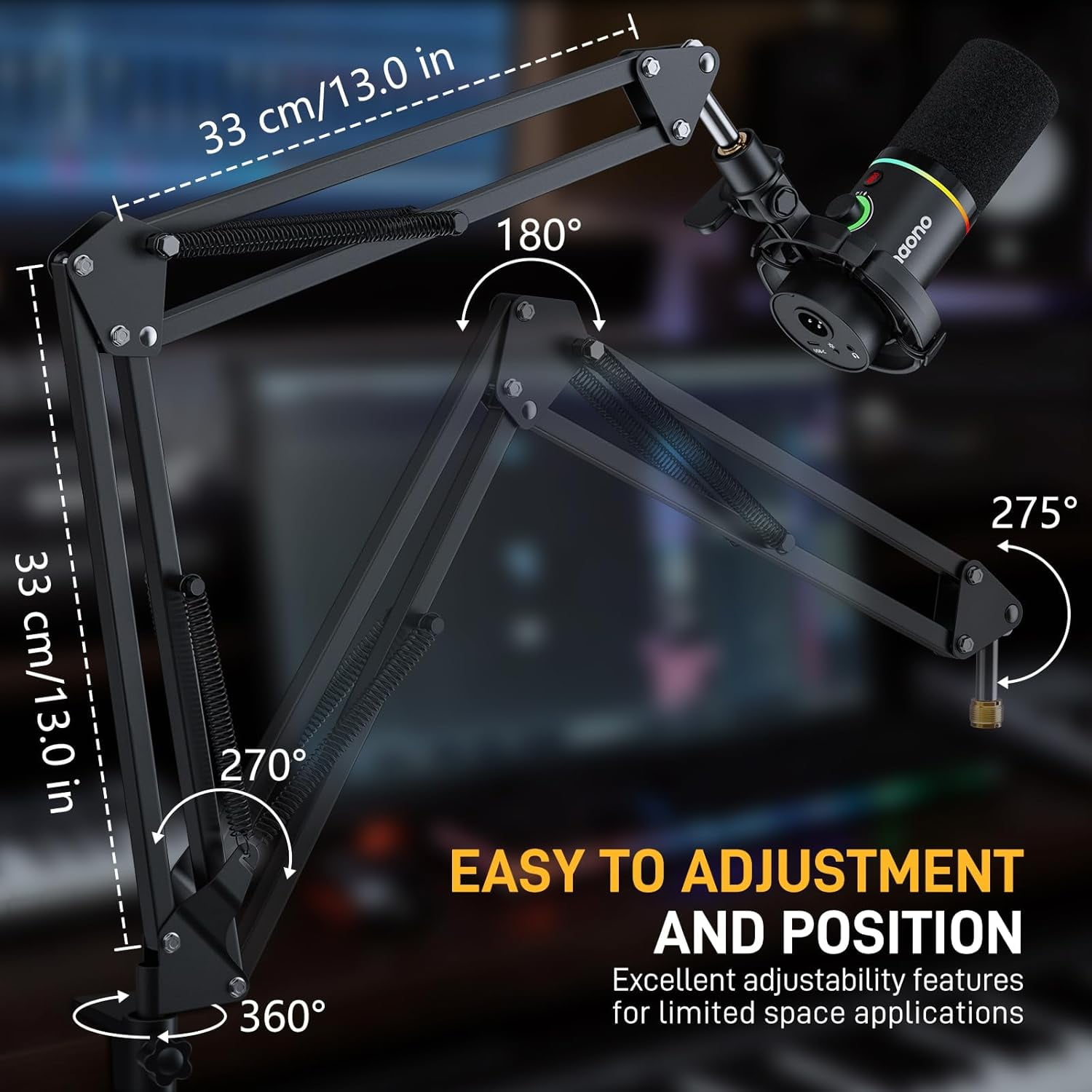 Arm Microphone Stand with  50MM Drivers Studio Headphones (BA20+AU-MH601) - Stable & Reliable Performance for Podcasters Streamers and Gamers