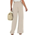 thumbnail image 6 of Bovemsi Casual Pants for Women Flowy Linen Wide Leg Tie Knot Loose Beach High Waisted Trousers With Pockets Beach Trousers, 6 of 6