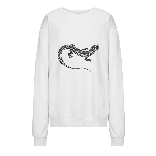 Sudadera informal con cuello redondo y manga larga con estampado de lagarto para hombre Pompotops oipoqjl39205