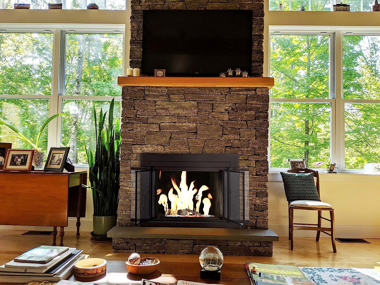 Pleasant Hearth Ascot Collection Fireplace Glass Door, Oil Rubbed Bronze, Small