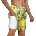 thumbnail image 2 of Sigee Lemon Print Mens Swim Trunks with Compression Liner Quick Dry Swim Stretch Beach Shorts with Pockets,S-3XL, 2 of 7