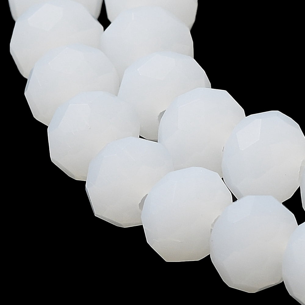 Imitation Jade Solid color Glass Beads Strands Faceted Frosted Rondelle WhiteSmoke 10mm Hole: 1mm 60~61pcs/strand 46~48cm