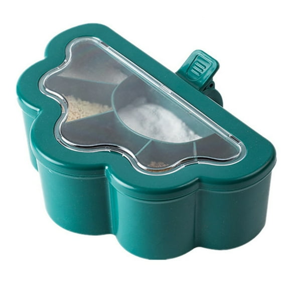 Yesbay Seasoning Box Lidded Dust-proof PP Divided Kitchen Spices Container Cooking Utensils