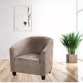 thumbnail image 6 of Stretch Velvet Club Sofa Chair Cover Tub Barrel Armchair Slipcover Dining Room Removable Washable Sofa Couch Cover(Light Brown), 6 of 9