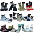 thumbnail image 3 of TeeHee Socks Boys Socks, 6 Pack Crew Cotton Stripe Star, 3 of 5