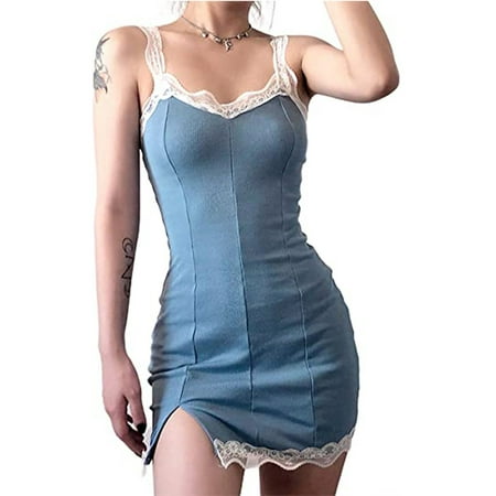 

Xysaqa Wedding Guest Dresses For Women Long Dresses For Women Women’S Lace Camisole Dresses Sexy Deep V Neck Lingerie Patchwork Mini Dress Sleeveless V Neck Date Night Outfit For Women On Clearance