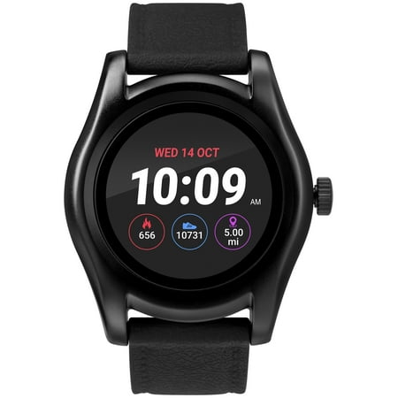 - iConnect by Timex Black Round Smartwatch, Black Silicone Strap