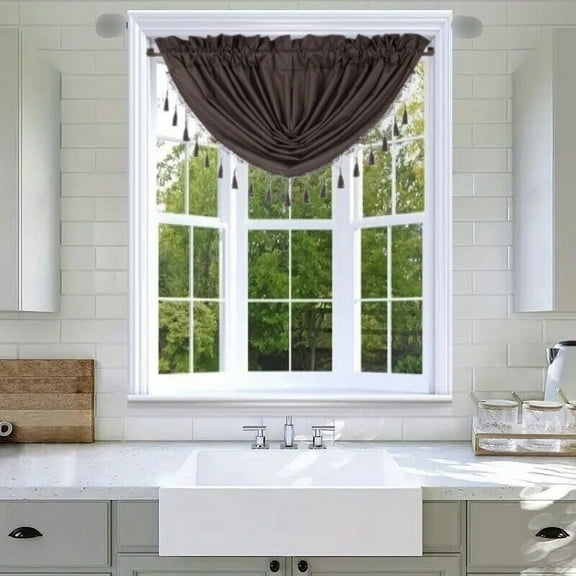 1PC ROD POCKET SOLID LINED FOAM BAKCING BLACKOUT WINDOW CURTAIN PANEL TREATMENT DRAPE SMOOTH TOUCH ( BROWN, RS8 VALANCE 48" X 38" )