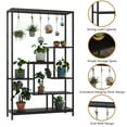 thumbnail image 3 of Indoor Plant Stand 5-Tier Tall 70.9", Large Metal Plant Shelf with Hanging Hooks, Multi-Purpose Display Rack, Flower Bonsai Pots Organizer for Garden, Balcony, Living Room, 3 of 9