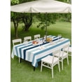 thumbnail image 5 of Outdoor Tablecloth with Umbrella Hole, Blue Teal Ombre Grey Striped Spillproof Waterproof Outdoor Table Cover, Farmhouse Stripe Modern Patio Tablecloths for Party Picnic Camping, Rectangle 60"x84", 5 of 9