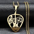 thumbnail image 1 of Music Guitar Pick Pendant Necklace for Women/Men Stainless Steel Gold Color Punk Bass Note Chain Necklace Party Jewelry collar, 1 of 5