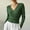 Army Green, variant on Women Wrap V-Neck Sweater Soft Long Sleeve Knit Pullover Top Slim Fit Waist Cropped Sweaters, L