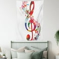 thumbnail image 4 of Music Tapestry, Artwork with Musical Notes Rhythm Song Ornamental in Vibrant Colors Fantasy Theme, Wall Hanging for Bedroom Living Room Dorm Decor, 60W X 80L Inches, Multicolor, by Ambesonne, 4 of 5