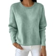 thumbnail image 2 of Sweaters for Women Trendy Long Sleeve Crewneck Fall Lightweight Loose Fit Knit Pullover Basic Tops(Green,XL), 2 of 5