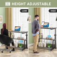 thumbnail image 3 of Tribesigns Small Portable Desk Side Table with Wheels, Height Adjustable C Table for Couch Bed Gray, 3 of 7