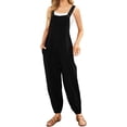 thumbnail image 1 of Overol sin mangas para mujer, estilo casual, de verano, pierna ancha, pantalones bottons, manga larga, con botones Negro - CH Negro - CH Xishao ropa, 1 of 2