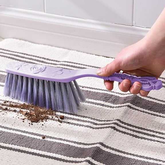 Zzbeans Soft Bristle Cleaning Brush, Multi-Purpose Scrub Brush for Bed Sofa Car, Flexible Durable Cleaning Tool for Sheets Clothes Blankets Cabinets, Purple