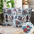 thumbnail image 3 of PYPUMSA Outdoor Waterproof Pillows Set of 2, Outdoor Decorative Feather Down Throw Pillow Embroidery Printed Floral Decor Pillow Inesrts for Sofa Couch Patio Seat , 18x18 Inch, 3 of 5