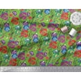thumbnail image 2 of Soimoi Tissu Poly Georgette Feuilles & Coquelicot Imprimé Floral Tissu au Mètre 42 Pouces de Large, 2 of 6
