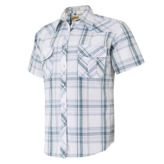 Camisa COEVALS CLUB para hombre, estilo western a cuadros, manga corta, 4XL, blanca