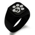 thumbnail image 1 of Stainless Steel Letter S Initial Cat Dog Paws Monogram Engraved Engraved Square Flat Top Biker Style Polished Signet Ring, 1 of 1