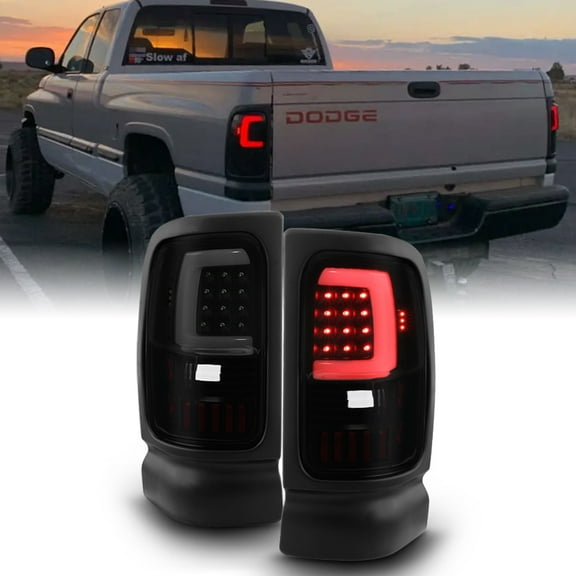 Black Smoke 1994-2001 Dodge Ram 1500 2500 3500 LED Tube Tail Lights Brake Lamps