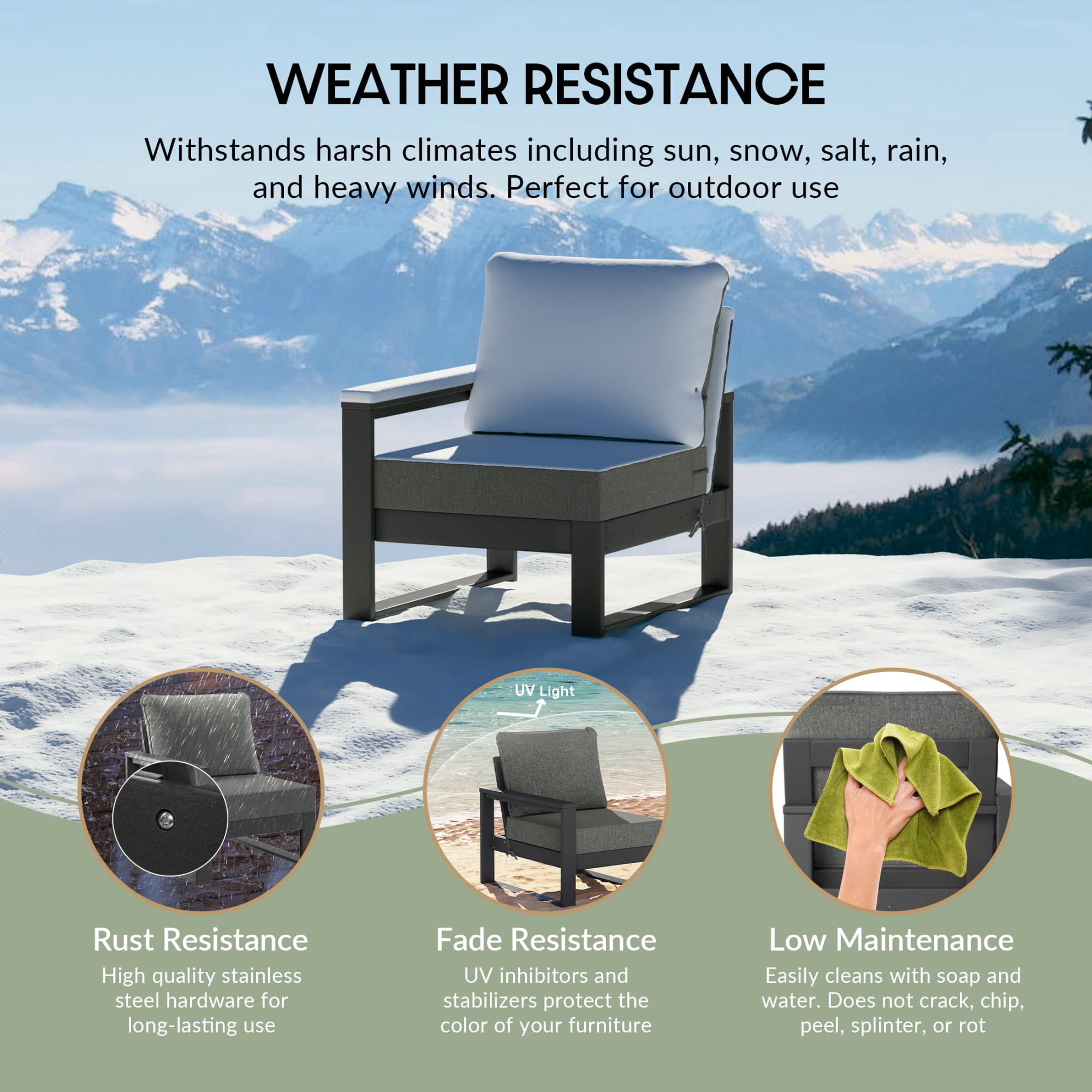 WestinTrends Montara Outdoor 4-Piece HDPE L-Shaped Modular Patio Sofa Furniture Set, Gray/Gray