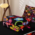 thumbnail image 5 of Erosebridal Cute Floral Zipper Twin Comforter Sets with Fitted Sheet and 2 Pillowcases, Kawaii Blossom Zipper Bedding Set, Black Reversible, Black Multicolored, Black Reversible, 5 of 7