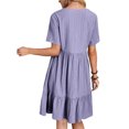 thumbnail image 2 of Daeful Robe Mini pour Femmes Manches Courtes Robes de Soirée Col en V Kaftan Été Plage Robe d'Été Lavande Violet m, 2 of 3