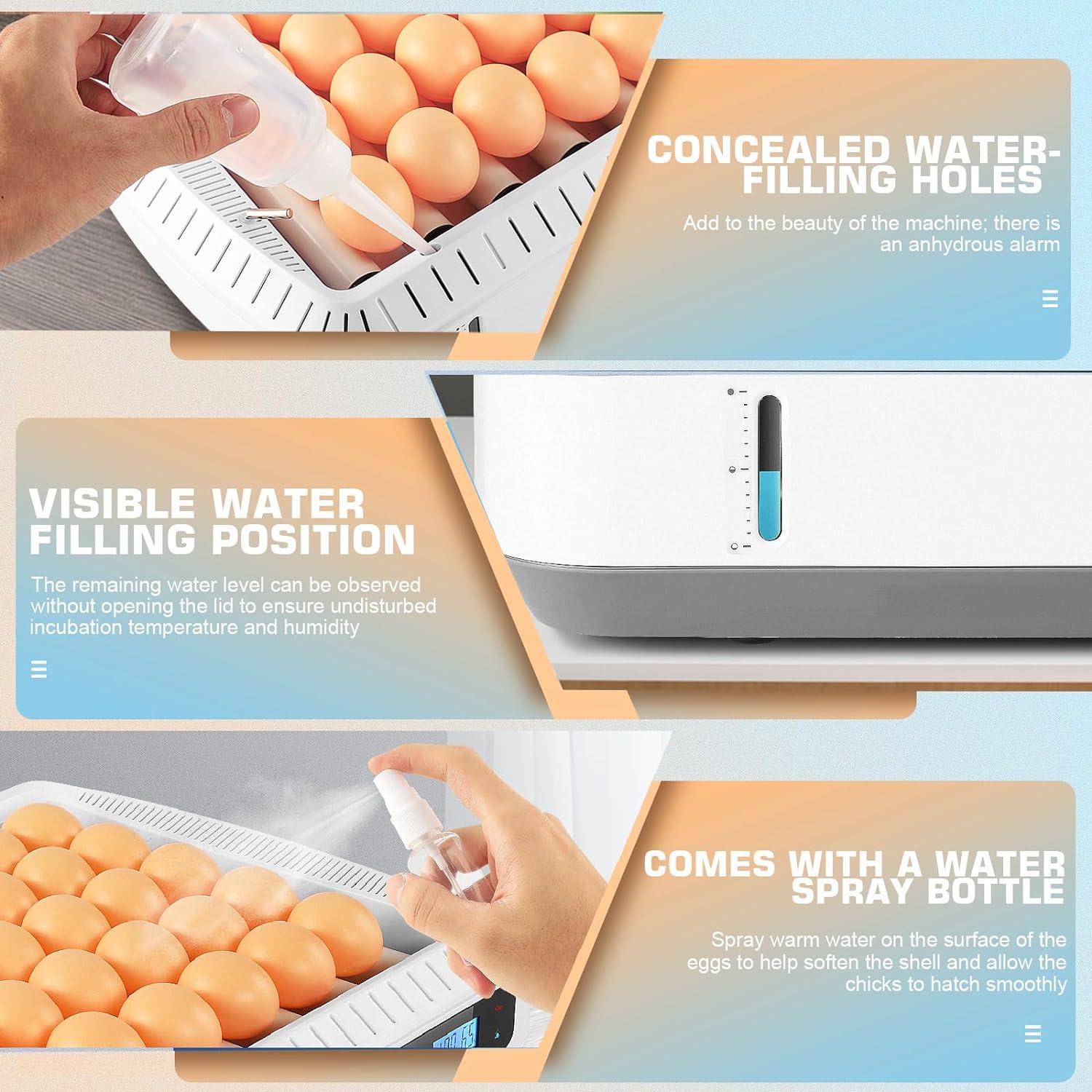 Adnoom Egg Incubator, 12 Eggs Incubator with Automatic Egg Turner and Temperature and Humidity Control,LED Display Egg Incubator for Hatching Chicken,Duck,and Goose Eggs with Kettle, Sprinkler